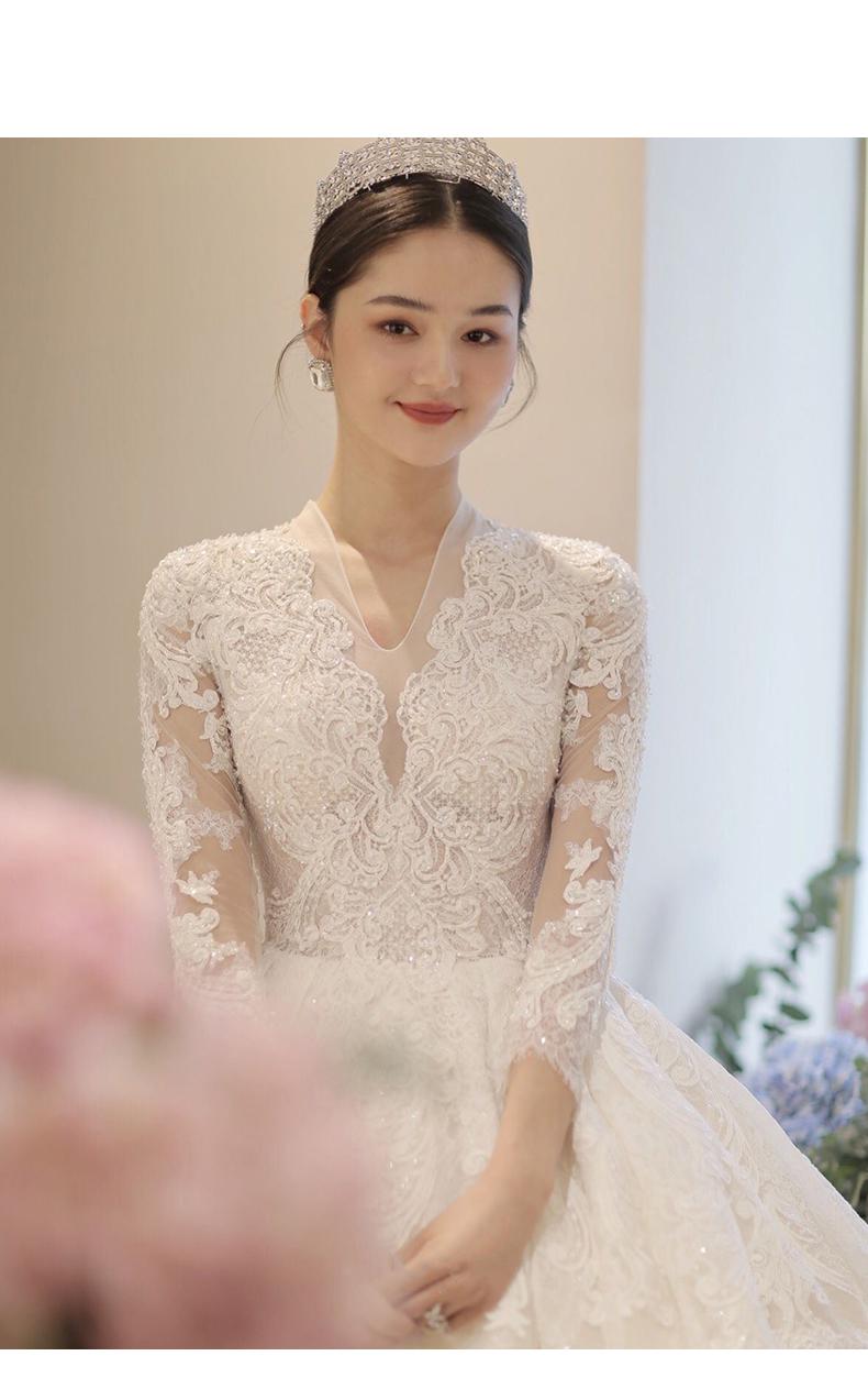 Long Sleeve New Winter V-neck Flower Ball Gown Dresse