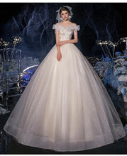 Load image into Gallery viewer, Lace Appliques Sweet Elegant Off Shoulder Sequined Bride Princess Gowns
