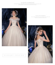 Load image into Gallery viewer, Lace Appliques Sweet Elegant Off Shoulder Sequined Bride Princess Gowns
