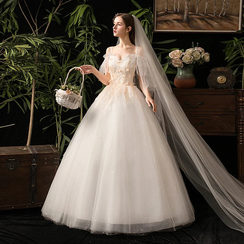 Sweetheart Lace Wedding Dress Marriage Customer Made Size Ball Gowns Off White Cheap Bridal Dress 35