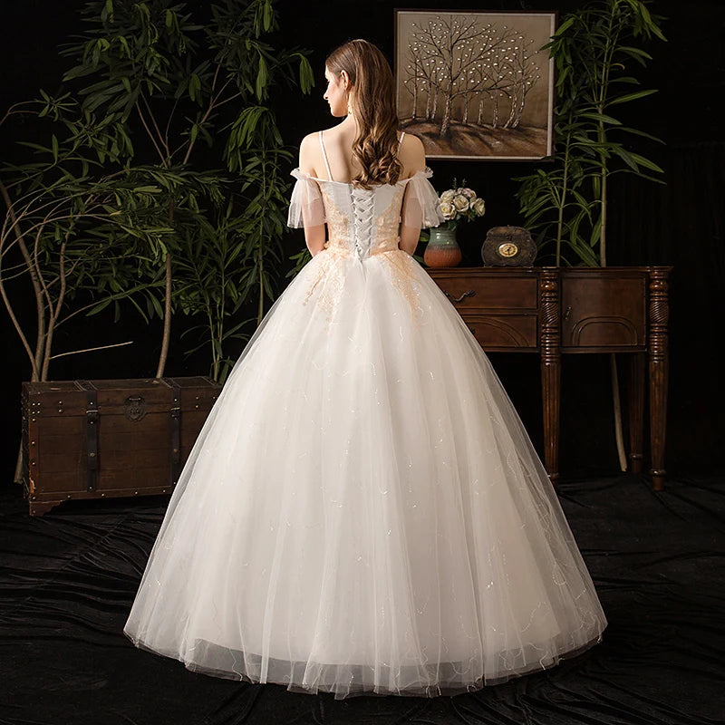 Sweetheart Lace Wedding Dress Marriage Customer Made Size Ball Gowns Off White Cheap Bridal Dress 35