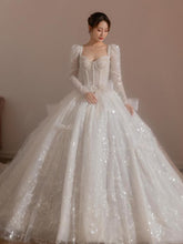 Load image into Gallery viewer, Classic Full Sleeve Wedding Dress Shining Sequins Pearl Ball Gown Plus Size Custom Made Luxury Bridal Dresses Robe De Mariee
