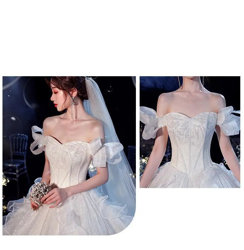 New Luxury Lace Up Wedding Dress Off The Shoulder Bridal Dress