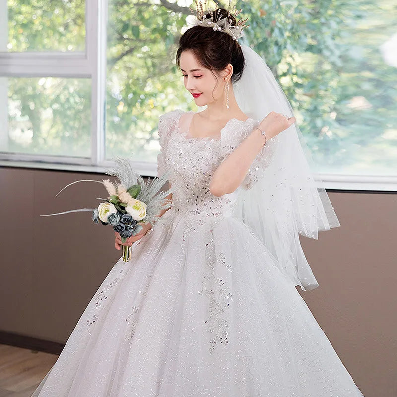 Exquisite Ball Gown Women Wedding Dresses Sequins Appliques Bridal Gowns Formal