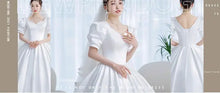 Load image into Gallery viewer, Satin Wedding Dress Sweetheart Short Sleeves Elegant Bride Ball Gown Custom Plus Size

