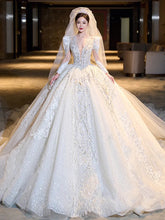 Load image into Gallery viewer, Sequins Long Sleeves Ball Bridal Gowns
