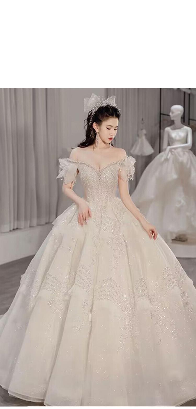 Off The Shoulder Luxury Wedding Dress With Pearls Lace Up Sexy Sleeveless Bride Ball Gown Vestido De Noiva Sweep Train