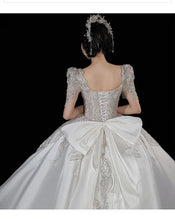 Load image into Gallery viewer, Luxury Stain Exquisite Wedding Dresses Boat Neck With Handmade Beading Ball Gowns
