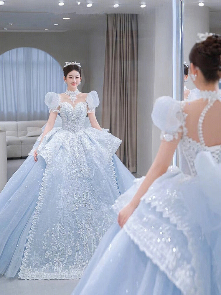 Blue princess outlet wedding dress