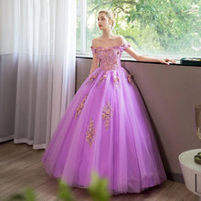 Load image into Gallery viewer, Light Purple Quinceanera Dresses Party Prom Lace Embroidery Off The Shoulder Ball Gown Quinceanera Dress
