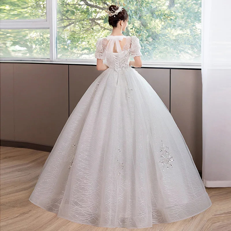 Exquisite Ball Gown Women Wedding Dresses Sequins Appliques Bridal Gowns Formal