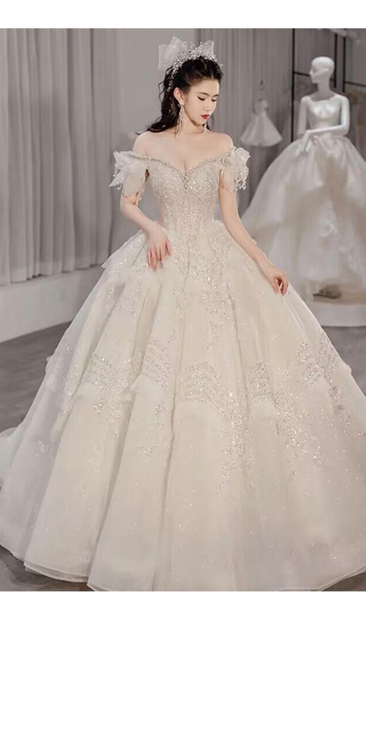 Off The Shoulder Luxury Wedding Dress With Pearls Lace Up Sexy Sleeveless Bride Ball Gown Vestido De Noiva Sweep Train