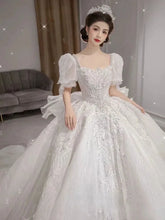 Load image into Gallery viewer, Sequins Beads White Ball Gown
