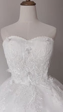 Load and play video in Gallery viewer, Wedding Dress Gryffon Classic Strapless Wedding Gown With Train Lace Up Ball Gown

