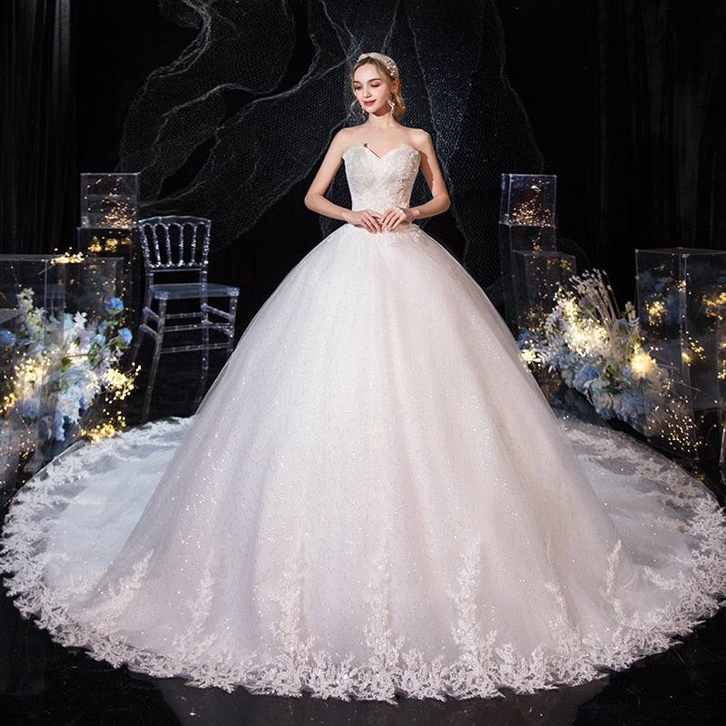 Wedding Dress 2023 New Luxury Strapless Wedding Dress With Train Princ ...