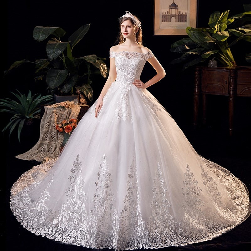 Wedding Dress Applique Plus Size Embroidery 2023 New Long Train Sweeth ...