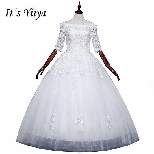 Free shipping 2017 Summer Sleeves Lace Boat Neck Wedding Dresses Plus size Princess Bride Gowns Vestidos De Novia HS252