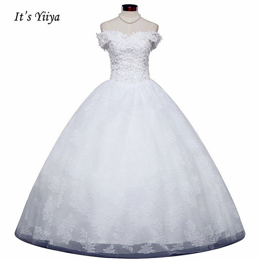 Free Shipping Appliques Wedding dresses Strapless Vestidos De Novia Off white dress Bridal Ball gowns Sleeveless Frocks IY032