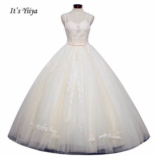 Vestidos De Novia  Free Shipping Ivory Wedding dresses Bridal Ball gowns Sexy Sleeveless Frocks Lace Simple shoulder dress IY026