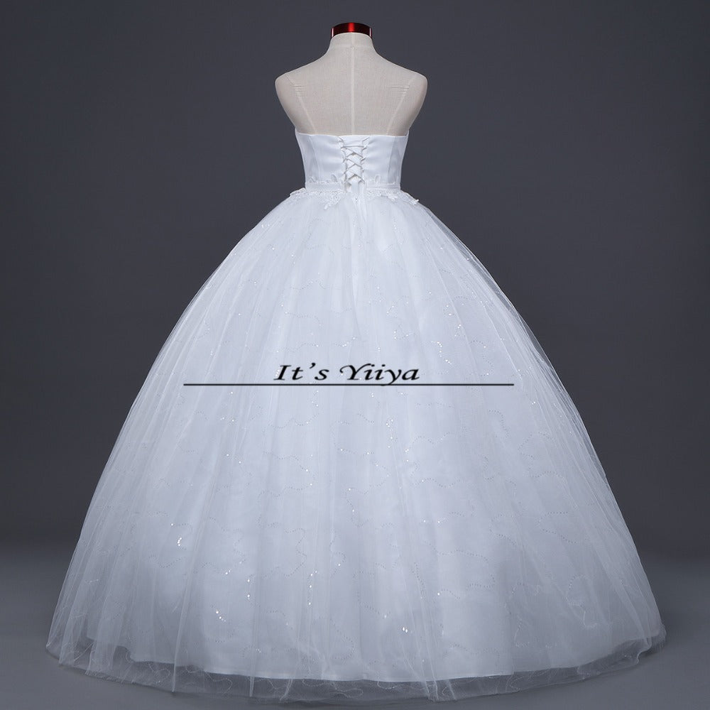 Free shipping White Wedding Ball Gowns Strapless Sex Sleeveless Cheap –  Elleseal