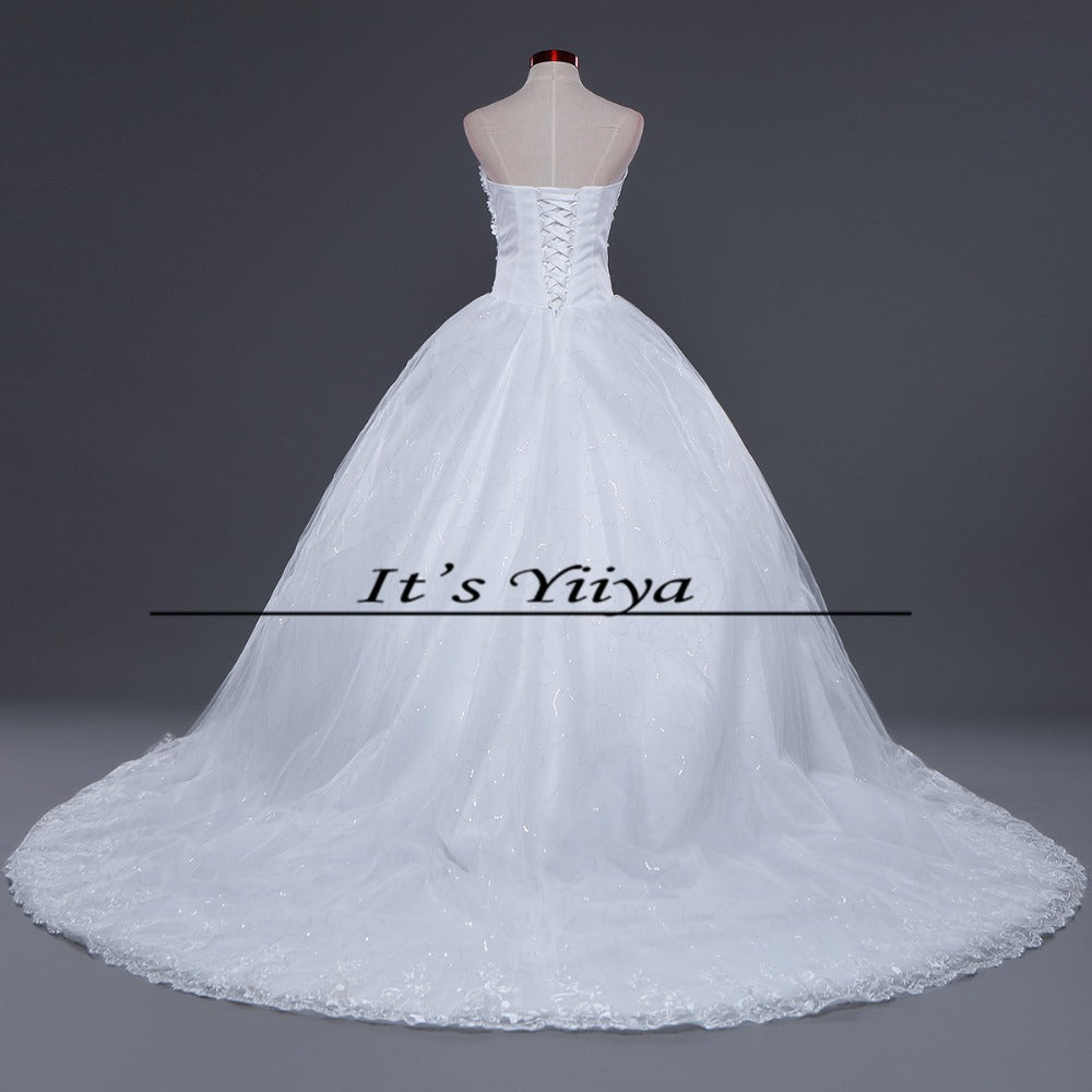 DHL Free Shipping New Train White Vestidos De Novia Design Bride Wedding frocks Strapless Flowers Bridal Wedding dresses TH52