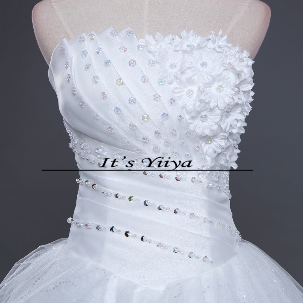 DHL Free Shipping New Train White Vestidos De Novia Design Bride Wedding frocks Strapless Flowers Bridal Wedding dresses TH52